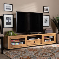Baxton Studio TV834180-Wotan Oak Beasley Modern and Contemporary Oak Brown Finished Wood 1-Drawer TV Stand)